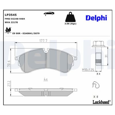 Remblokset DELPHI LP3545, voor