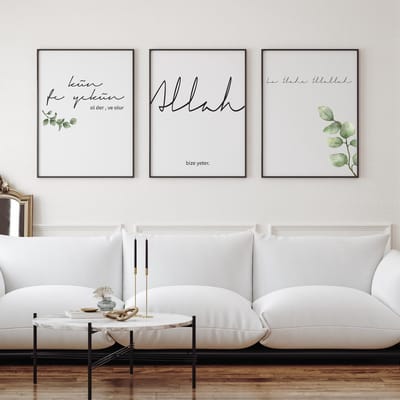 Islam Poster Set van 3 stuks 60x90cm (zonder frame) - Islamitische Kunst aan de Muur - Wanddecoratie - Wall Art- Islamic wall art - Gepersonaliseerde posters