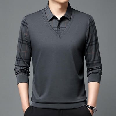 Lente Nieuwe Heren Revers Lange Mouw Polo Shirt Herenmode Middelbare Leeftijd Zakelijk Casual Met Kraag Heren T-shirt 4XL