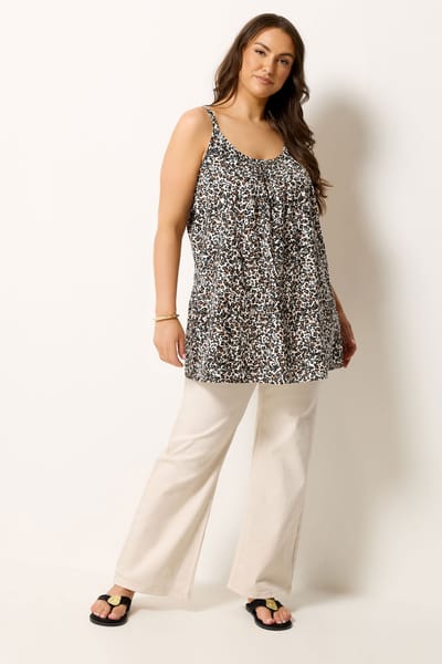 Yours Bruine Top Met Luipaardprint Size 42