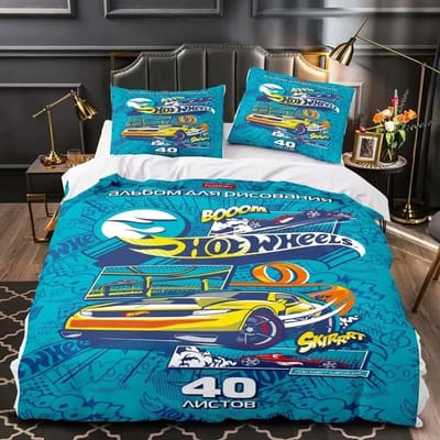 Monster Truck Hot Wheel 3D Geprint Dekbedovertrek Kussensloop Beddengoed Set Twin Full Queen King Size voor Slaapkamer Decor 01 70x133cm 2pcs
