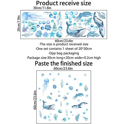 Zelfklevende zeedieren blauwe lichtgevende muurstickers kinderkamerdecoratie white