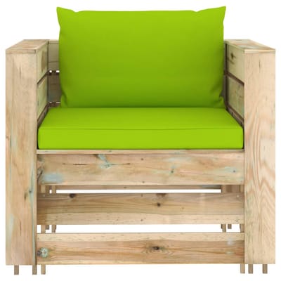 vidaXL - 2-delige - Loungeset - met - kussens - groen - geïmpregneerd - hout