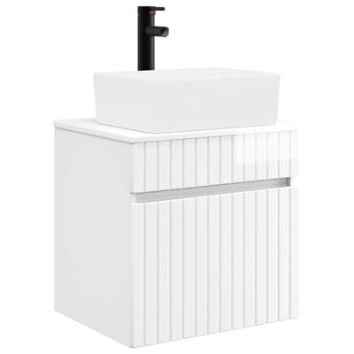 vidaXL - Wandgemonteerde - wastafelmeubel - Hoogglans - Wit - 49 - x - 41 - x - 63 - cm