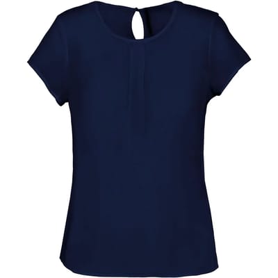 Kariban Damesblouse in crêpe met korte mouwen K5002 - Deep Sea Blue - 42 NL (44 FR)
