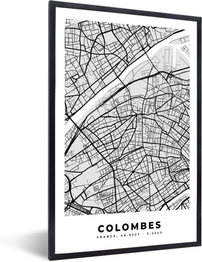 Fotolijst incl. Poster - Frankrijk - Colombes - Stadskaart - Plattegrond - Kaart - 40x60 cm - Posterlijst
