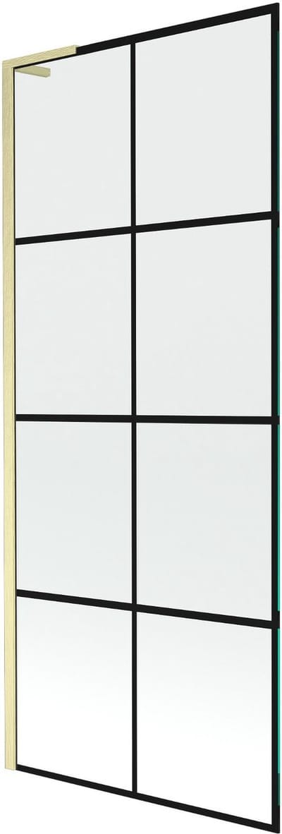 Mexen Next L badwand 1-delig 80 x 150 , zwart raster, goud geborsteld - 895-080-000-03-77-55