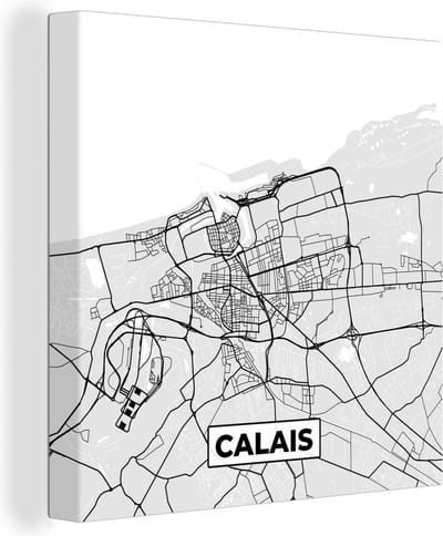 Canvas Schilderij Plattegrond - Kaart - Stadskaart - Frankrijk - Calais - 20x20 cm - Wanddecoratie