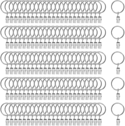 Dailygoods- Gordijnringen 32 mm - Metalen Gordijnringen met Clips - Gordijnklemmen - Sterk Materiaal - Geschikt voor Diverse Gordijnen - Eenvoudig te Installeren
