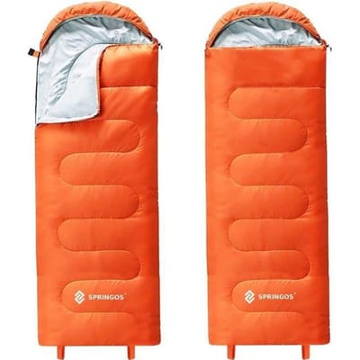 Springos Slaapzak | Slaapzakken | Dekenmodel | Inclusief Draagtas | 205 x 73 cm | Oranje