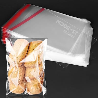 Dailygoods- Snoepzakjes Transparant - 300 Stuks - 12 x 20 cm - Zelfklevend - Vochtbestendig - Schimmelbestendig - Polypropyleen - Plastic Tas