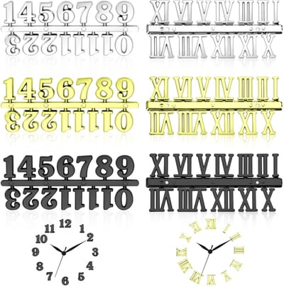Dailygoody - Klokcijferset - DIY Wandklok - Vervangingscijfers - Zwart, Zilver, Goud - Arabische en Romeinse Cijfers - Voor Horloges en Decoratie