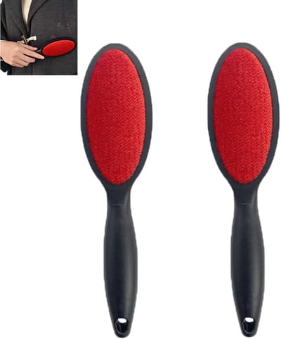 2 stuks - Dubbelzijdige pluizenborstel - Geweldige haarverwijderaar - Rood + Zwart - Pluizenborstel - Pluisverwijderaar - Verwijdert dierenharen - Dubbelzijdig en herbruikbaar - U hoeft de pluizenroller niet te vervangen