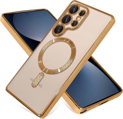 Casemania Hoesje Geschikt voor Samsung Galaxy S25 Ultra - Goud - Siliconen Back Cover - Geschikt voor MagSafe