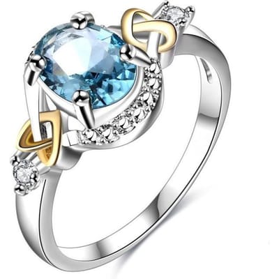 925 Zilverkleur Sieraden Saffier Bruiloft Diamanten Ringen voor Vrouwen Anillos Bizuteria Edelsteen Blauwe Topaas steen 8 blauw