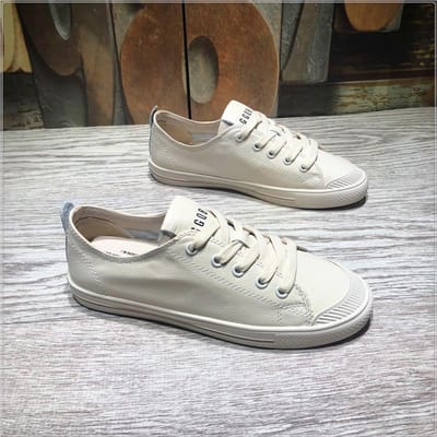Shougu Xiaobai Schoenen Dames Zomer Nieuwe Explosieve Modellen Alles-Match Student Basic Internet Beroemdheid Platte Casual Leren Damesschoenen 35 amandel