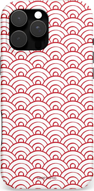 Casetastic hoesje geschikt voor Apple iPhone 16 Pro Max - MagSafe - Dubbellaagse bescherming - Golfjes - Fashion Case - Wit Lichtroze Koraal Lichtgrijs