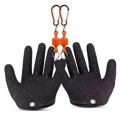 Zwarte vis handschoenen vishandschoenen unisex antislip snel drogende visser handschoenen met magneetontgrendeling voor vissen en vis hanteren
