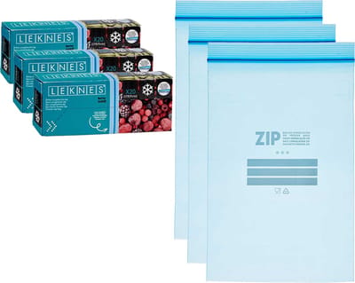 Leknes Keuken/diepvries vershoud zakken - 60x stuks - 17 x 25 cm - transparant - diepvrieszakken - voedsel luchtdicht bewaren