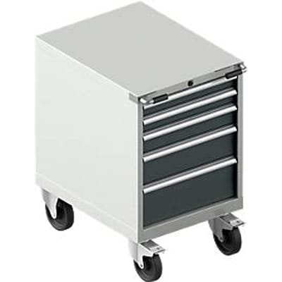 Schäfer Shop Select Gereedschapskast verrijdbaar WSK 36-27, 5 laden, H 920 mm, enkele vergrendeling, staal, 75 kg draagvermogen, lichtgrijs/antracietgrijs.
