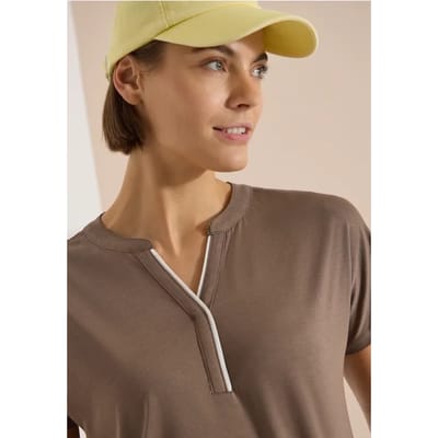 Shirt met splitnek in effen kleur