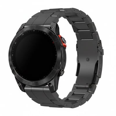 Titanium bandje - geschikt voor Garmin Fenix 5 (PLUS) / 6 (Pro) / 7 (Pro) / 8 (47 mm) / E (47 mm) / Epix (Pro) (2) 47 mm / Approach S60/S62/S70 47 mm / MARQ / Instinct 1/2/3 - zwart