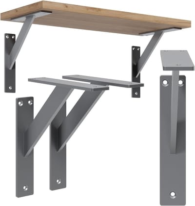 Wandplankhouders Set - Planksteunen Hoek - Zelf Plank Maken - Hoge Belastbaarheid - 18x18 cm - Zilver