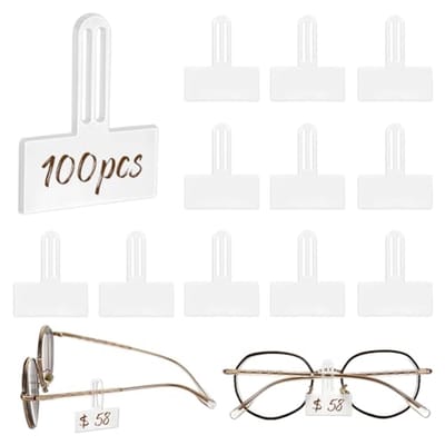 Transparante Prijskaartjes Mouwen voor Brillen - 100 Stuks - 3,7x3 cm - Label Houder voor Brilmonturen