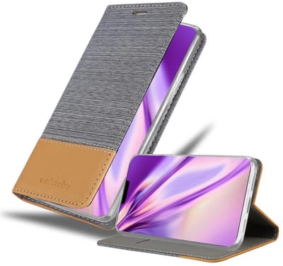 Cadorabo Hoesje geschikt voor Apple iPhone 12 PRO MAX in LICHTGRIJS BRUIN - Beschermhoes met magnetische sluiting, standfunctie en kaartvakje Book Case Cover Etui