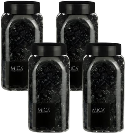 Mica Decorations decoratie steentjes - 4x - zwart - 1 kilo - 650ml - hobby steentjes