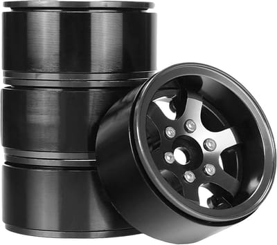 4x 1.55 inch Aluminium Velgen 6-spaaks voor 1/10 RC Rupsvoertuigen - Verwisselbare Offset