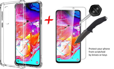 Ntech Hoesje Geschikt Voor Samsung Galaxy A70/A70s Anti Shock Back hoesje + Glazen Screenprotector