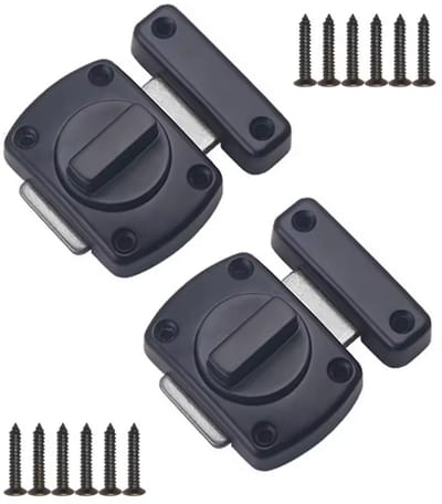 TLVX 2 stuks Sterke Draaislot Zwart incl. Schroeven – Deur Beveiligen – Badkamer – Toilet Vergrendelen – Veilig Poort Slot – Kastdeur – Deursloten – Deurbeslag – Tuindeur – Meubelslot – Schuur – Raam – Kast – Garage Beveiligen – Waterproof
