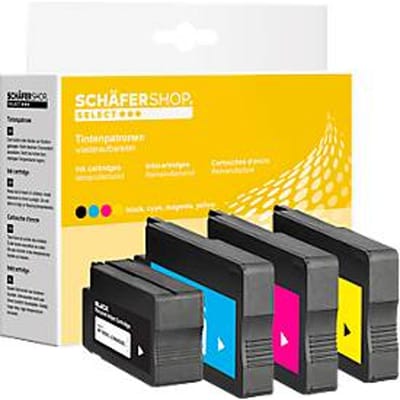 Schäfer Shop Select inktpatronen, vervangt HP 950XL/951XL CMYK (CN045AE, CN046AE, CN047AE, CN048AE), Mixpack, cyaan, magenta, geel, zwart.