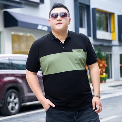 Polo d'été pour homme grande taille à manches courtes très grand ample à revers à manches courtes en coton style Hong Kong chemise pour homme fort 7XL gray