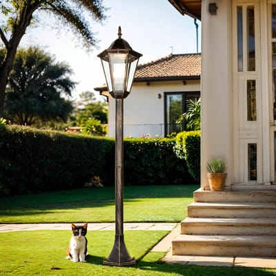 Licht-Erlebnisse - Bristol - Staande lamp - IP44 - E27 - van - Aluminium glas - in - Zwart koper