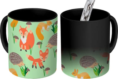 Magische Mok - Foto op Warmte Mokken - Koffiemok - Dieren - Patronen - Egel - Magic Mok - Beker - 350 ML - Theemok