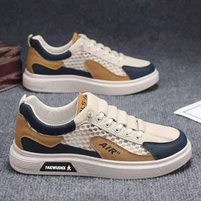 Herenschoenen Zomer Nieuwe Casual Trendy Draag Zachte Zool Skateschoenen Holle Mesh Oppervlak Vliegend Geweven Ademend Mode Trendy Schoenen 44 gray