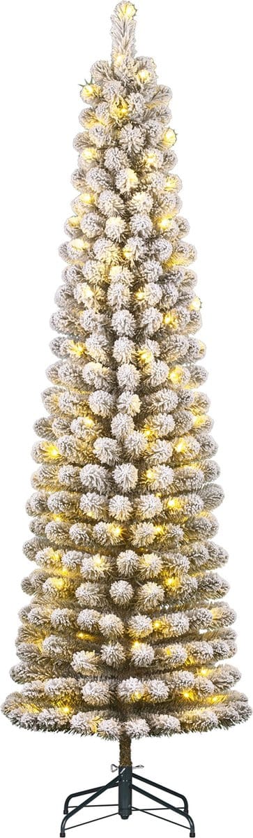 Black Box Trees Charlton Smalle Kunstkerstboom met Warm Witte LED Verlichting - H260 x Ø63 cm - Groen Frosted