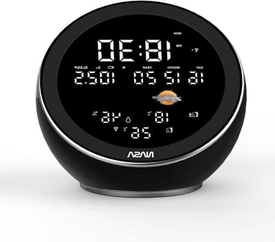 Weerstation met Bluetooth Speaker - Weerstation Speaker - Weer en Muziek - NASA Ontwerp - 47 inch LCD - Zwart