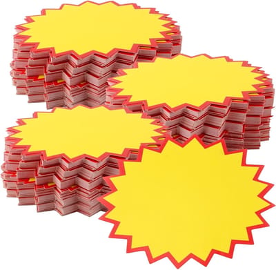 600 STKS Lege Beschrijfbare Starburst Labels voor Prijskaartjes, Perfect voor Detailhandel, Garage Sale en Opruiming Evenementen, 8 x 11 cm