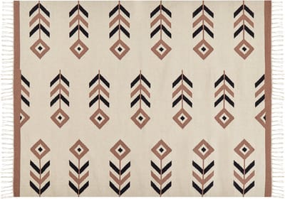 NIAVAN - Vloerkleed - Beige/zwart - 160 x 230 cm - Katoen