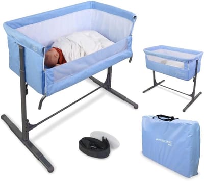 Co-sleeper Wieg 2-in-1 met Wieltjes en Verstelbare Hoogte voor Baby's