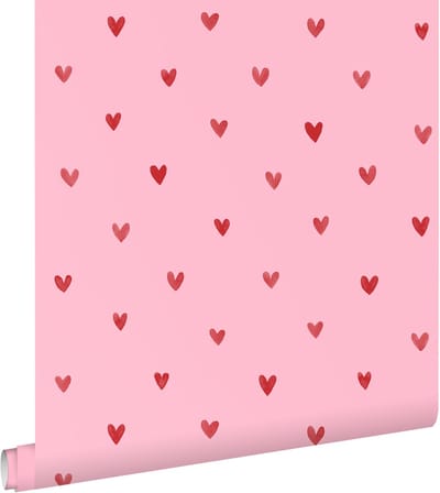 ESTAhome behang hartjes roze en rood - 50 x 900 cm - 131628