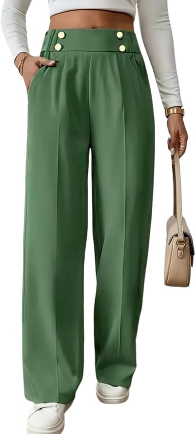 Livano Pantalon Dames - Chino - Golfbroek - Nette Broek - Met Elastische Tailleband - Volwassenen - Groen - S