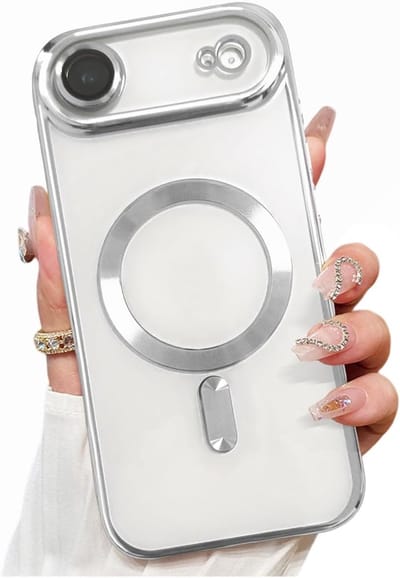 Telefoonhoesje Geschikt voor iPhone 17 Air – Siliconen Hoes met Chroom – Compatibel met MagSafe – Geïntegreerde Camerabescherming – Zilver – FuturiQ