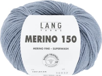 Lang Yarns Merino 150 - 134 licht jeansblauw - Merinowol Garen