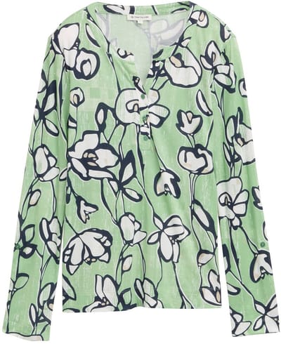 Tom Tailor - Henley shirt met lange mouwen en patroon - Maat S - fresh spring floral design