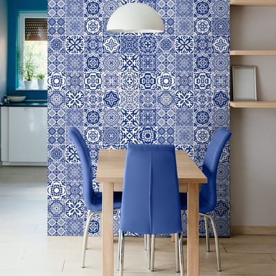 Zelfklevende muurstickers in tegelpatroon voor keuken en badkamer - 30 Melinda Azulejos cementtegelstickers - 30 stickers 20x20cm
