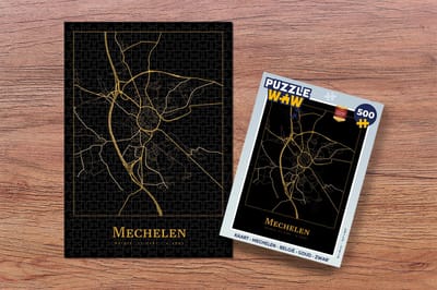 Puzzel Kaart - Mechelen - België - Goud - Zwart - Legpuzzel - Puzzel 500 stukjes